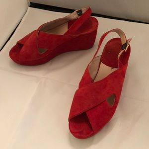 Amalfi red suede wedges